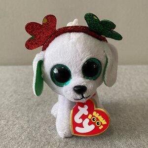NWT Ty Beanie Boos Key Clip Sugar the Christmas Holiday Dog 4" 2019